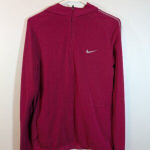Nike Dri Fit Hoodie Womens Medium 1/4 Zip Long Sleeve Running Swoosh Burgundy